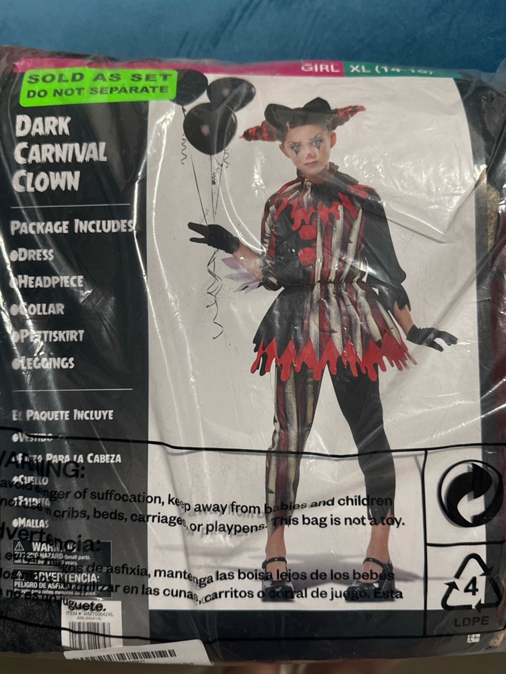 Dark Carnival Clown Costume for Girls - Black & Red